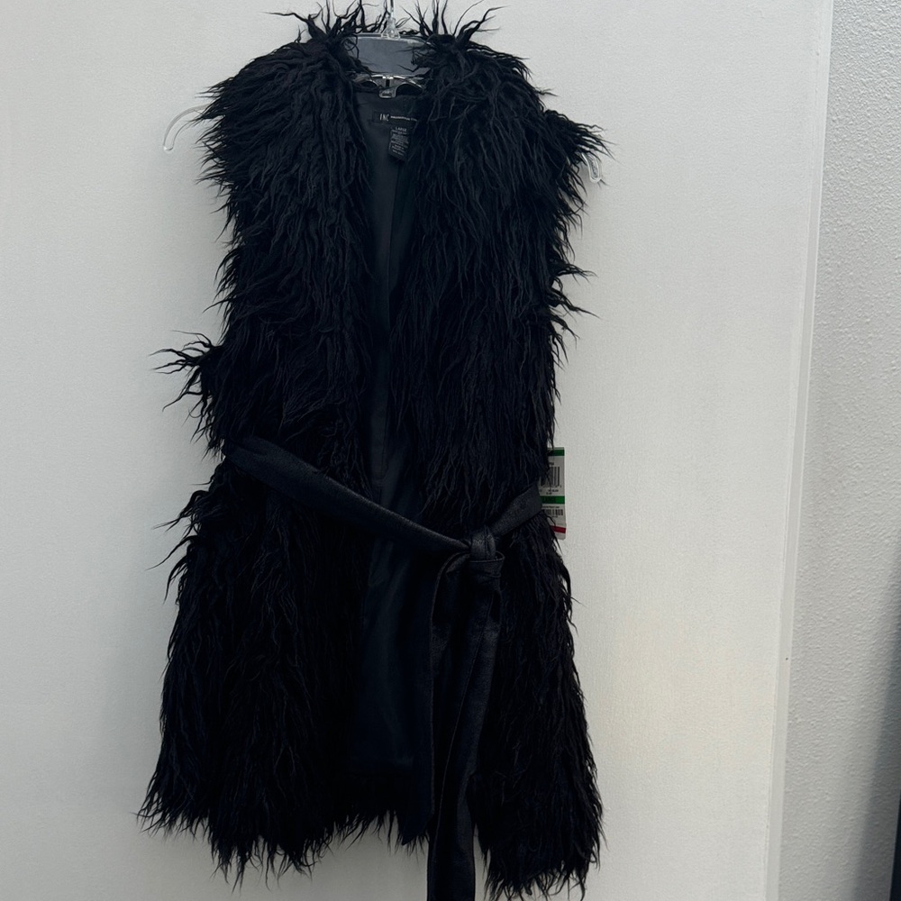 Long Black Faux Fur Vest